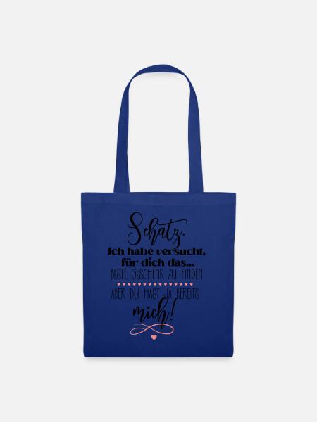Ich bin für dich das beste Geschenk Liebe Motiv - Stoffbeutel - Royalblau