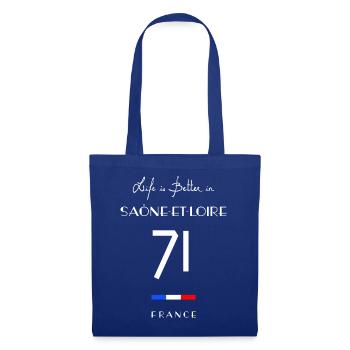 Das Leben ist besser SAÔNE-ET-LOIRE 71 Burgund - Stoffbeutel - Royalblau - Vorne