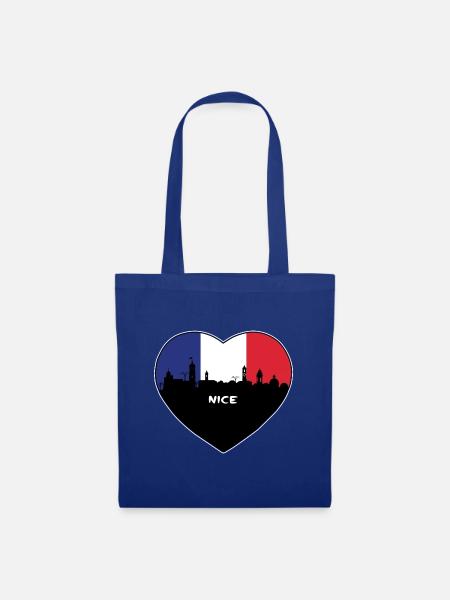 Nizza Frankreich Flagge Skyline Reise Souvenir - Stoffbeutel - Royalblau