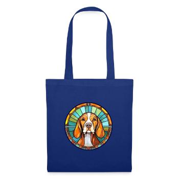 Deutsche Bracke Hunderasse Buntglas Bunt W - Stoffbeutel - Royalblau - Vorne