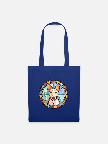 Bullterrier Miniatur Hund Rasse Buntglas Col - Stoffbeutel - Royalblau