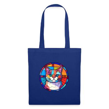 Katze Buntes Glas Bunte Karikatur Kawaii Tier - Stoffbeutel - Royalblau - Vorne