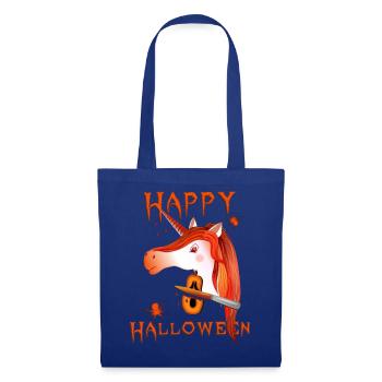 Halloween Einhorn Happy Halloween - Stoffbeutel - Royalblau - Vorne