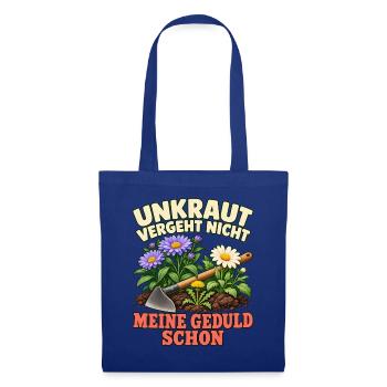 Kleingärtnerin Geschenkidee Unkraut Jäten Beet - Stoffbeutel - Royalblau - Vorne