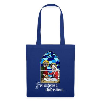 Denn uns ist ein Kind geboren - Stoffbeutel - Royalblau - Vorne
