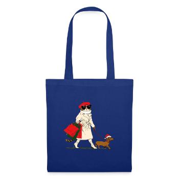 Christmas Shopping Fashion Cat - Stoffbeutel - Royalblau - Vorne