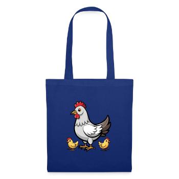 Huhn mit Küken - Stoffbeutel - Royalblau - Vorne