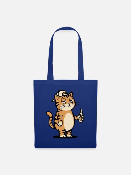Bier Katze - Stoffbeutel - Royalblau