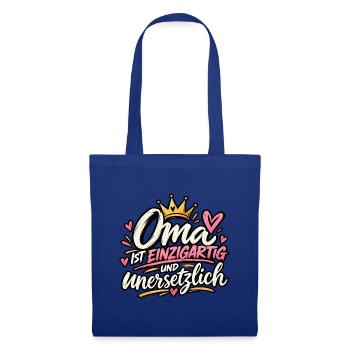 Oma ist einzigartig – Liebevolles Geschenk - Stoffbeutel - Royalblau - Vorne