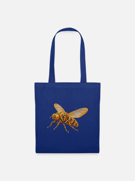Goldene Ornamente-Fliege - Stoffbeutel - Royalblau