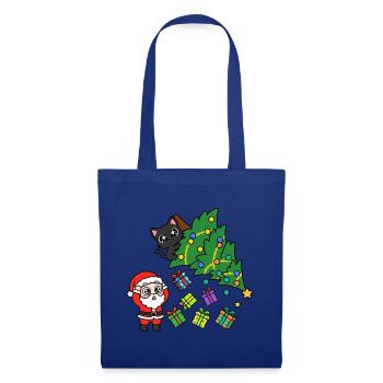KatzenWeihnachtsbaum & Geschenke - Stoffbeutel - Royalblau - Vorne
