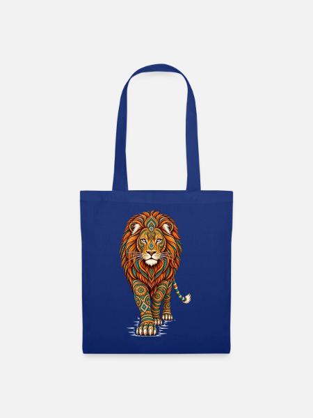 Mandala Löwe Zen Spirituell Boho - Stoffbeutel - Royalblau