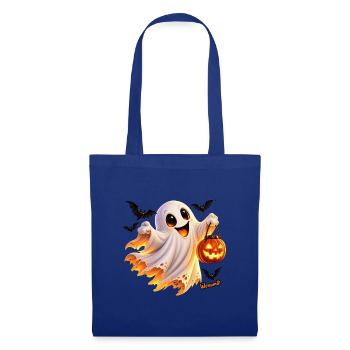 Halloween_02_Gespenst_Kuerbislaterne_Wenuma_Spr - Stoffbeutel - Royalblau - Vorne