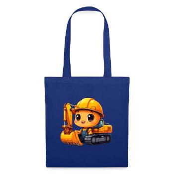 Kleiner Kawaii Bagger Bauarbeiter Helm T-Shirt - Stoffbeutel - Royalblau - Vorne