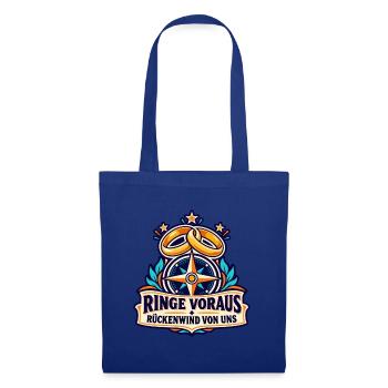 JGA – Ringe voraus, Rückenwind von uns - Stoffbeutel - Royalblau - Vorne