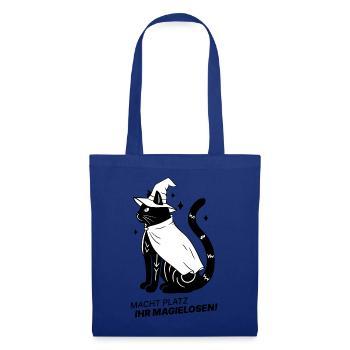 Macht Platz ihr Magielosen! – Schwarze Katze Hexe - Stoffbeutel - Royalblau - Vorne