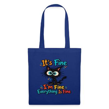Katze – Alles ist in Ordnung - Stoffbeutel - Royalblau - Vorne