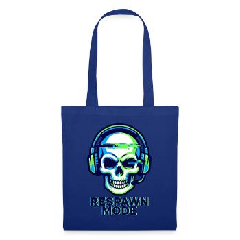 Respawn-Modus – Gamer Skull Badge - Stoffbeutel - Royalblau - Vorne