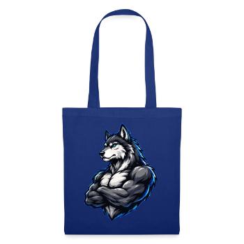 Wolf Comic Muskeln - Stoffbeutel - Royalblau - Vorne