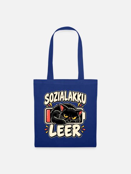 Sozialakku leer Katze - Stoffbeutel - Royalblau
