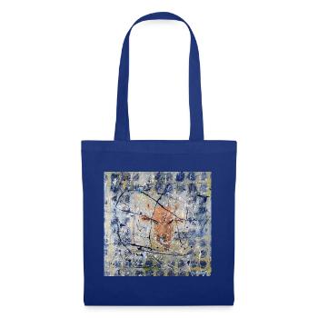 Orange Kuh im Splatter-Abstract - Stoffbeutel - Royalblau - Vorne