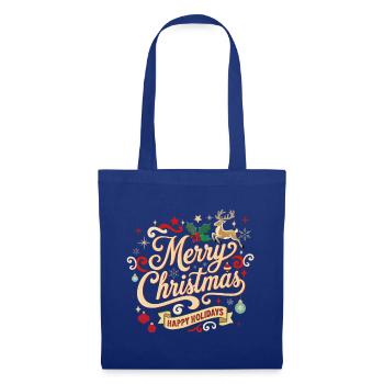Merry Christmas Vintage Schriftzug - Stoffbeutel - Royalblau - Vorne