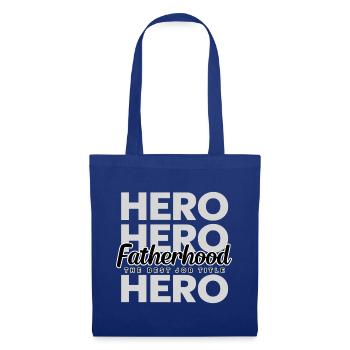 Fatherhood Hero – Papa Held Vater Geschenk - Stoffbeutel - Royalblau - Vorne