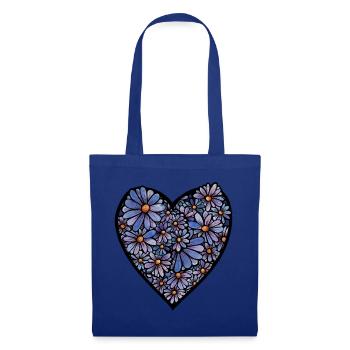Blaue Blütenherzblüte - Stoffbeutel - Royalblau - Vorne