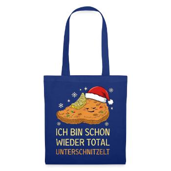 Ich Bin Schon Wieder Total Unterschnitzelt Xmas - Stoffbeutel - Royalblau - Vorne