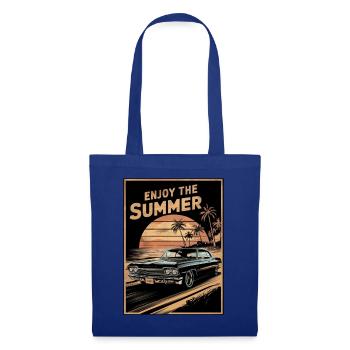 Sonnenuntergang mit dem Sommer-Oldtimer - Stoffbeutel - Royalblau - Vorne