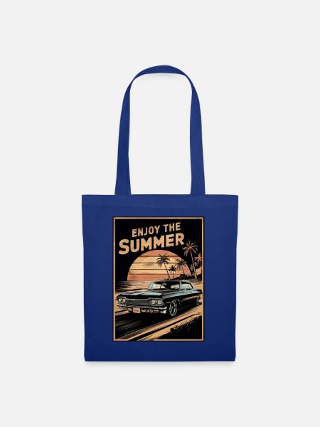 Sonnenuntergang mit dem Sommer-Oldtimer - Stoffbeutel - Royalblau