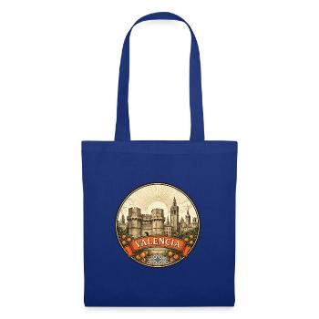 Valencia Spanien Reiseabzeichen Serranos Towers Geschenk - Stoffbeutel - Royalblau - Vorne