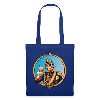 Kaiser Wilhelm mit Sonnenbrille und Cocktail - Stoffbeutel - Royalblau - Vorne