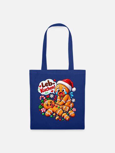 Weihnachten Lebkuchen Nikolaus - Stoffbeutel - Royalblau