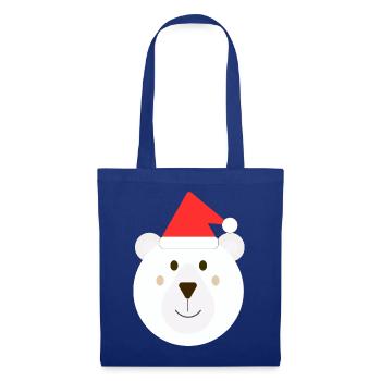 Niedlicher Weihnachts-Eisbär - Stoffbeutel - Royalblau - Vorne