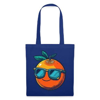Orange mit blauer Sonnenbrille und Lächeln - Stoffbeutel - Royalblau - Vorne