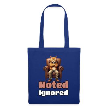 Noted. Ignored. – Sarkastischer roter Kater - Stoffbeutel - Royalblau - Vorne