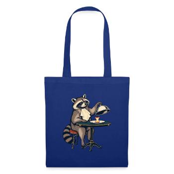 Waschbär Raccoon Kellner am Tisch - Stoffbeutel - Royalblau - Vorne