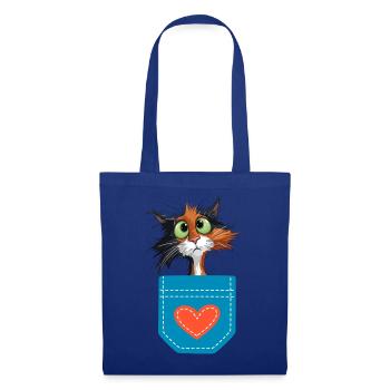Kätzchen-in-deiner Taschenherz-Thema - Stoffbeutel - Royalblau - Vorne