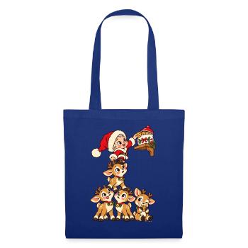 Santa und Rentierfreunde - Stoffbeutel - Royalblau - Vorne