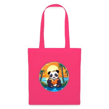 Panda Niedliche Lustige Karikatur Kawaii Buch Strand - Stoffbeutel - Azalea - Vorne