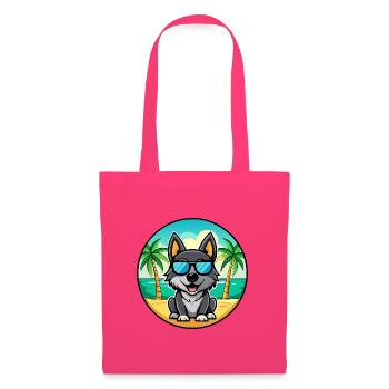 Black Norwegian Elkhound Dog Breed Cartoon Beach - Tote Bag - azalea - Front