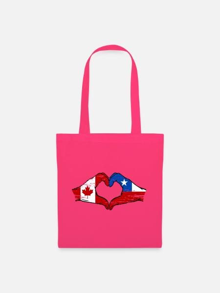 Kanada Chile Flagge Hände Herzform used - Stoffbeutel - Azalea