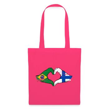 Brazil Finland Flag Hands Heart Shape Used - Tote Bag - azalea - Front