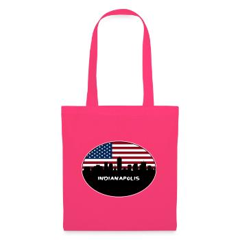 Indianapolis Indiana USA Flagge Skyline Reisen Souve - Stoffbeutel - Azalea - Vorne