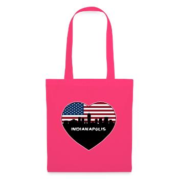 Indianapolis Indiana USA Flagge Skyline Reisen Souve - Stoffbeutel - Azalea - Vorne