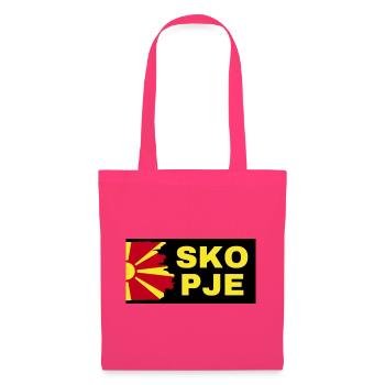 Skopje City with North Macedonia Flag Design - Tote Bag - azalea - Front