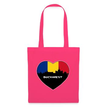 Bukarest Rumänien Flagge Skyline Reise Souvenir - Stoffbeutel - Azalea - Vorne