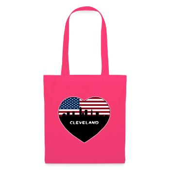 Cleveland Ohio USA Flagge Skyline Reise Souvenir - Stoffbeutel - Azalea - Vorne