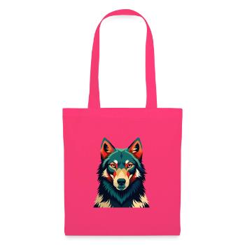 Wolf Cartoon Figur Buntes Haustier Tier - Stoffbeutel - Azalea - Vorne